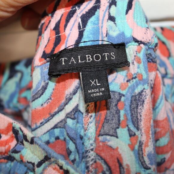 TALBOTS Paisley Print Wide-Leg Palazzo Pants Tassel Tie Waist | XL - Picture 5 of 7